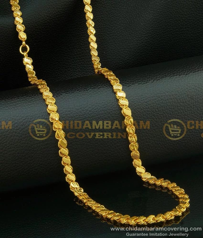 Buy Micro Gold Plated Heavy Leaf Cut Chain Design Broad Gold Chain ...