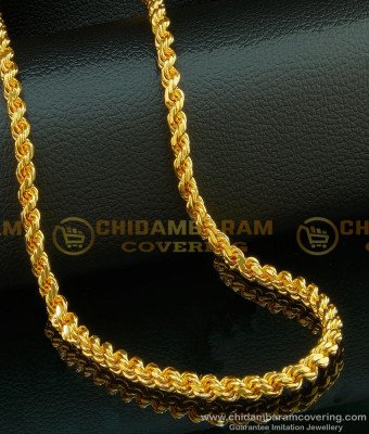 CHN116-XLG - 36 Inches South Indian Wedding Thirumangalyam Thali Kodi Thick Gold Rope Chain Design Online