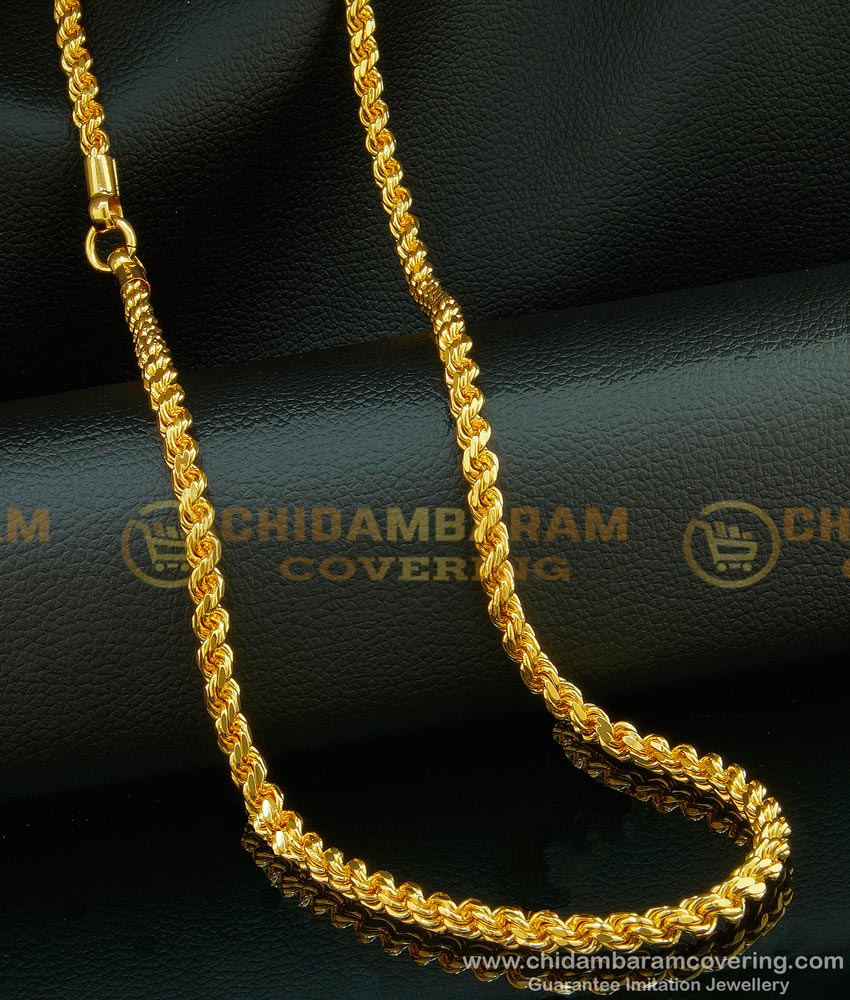 CHN116-OT-LG - 30 Inches South Indian Wedding Thirumangalyam Thali Kodi Thick Gold Rope Chain Design Online