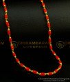 CHN135 - Traditional Red Coral Beads Chain One Gram Gold Plated Red Beads Chain Designs