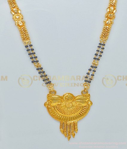 CHN165 - 24 Inches One Gram Gold Real Gold Design Daily Wear Gold Traditional North Indian Hindu Mangalsutra Online Shopping