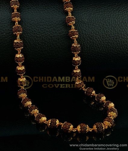 CHN181 - Gold Plated Single Rudraksha Chain Design Daily Wear Buy Online