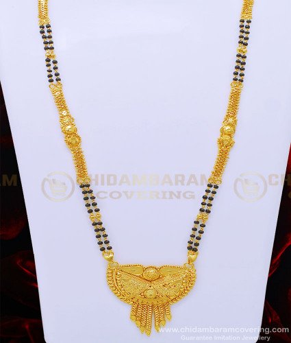 CHN198 - 30 Inches Gold Design 2 Line Forming Gold Traditional North Indian Mangalsutra 