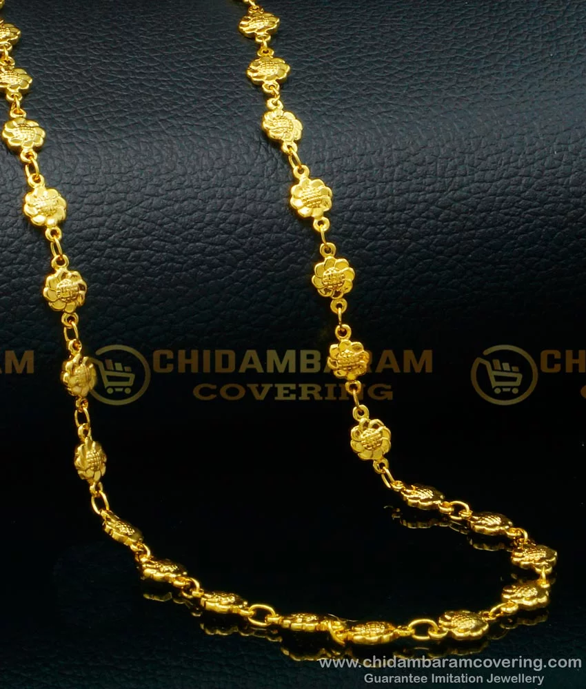 Buy New Model Flower Design One Gram Gold Daily Use Chain for Ladies