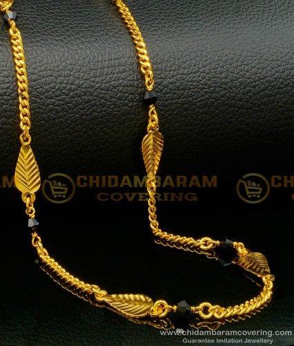CHN233 - Traditional Daily Use 1 Gram Gold Black Crystal Chain Online Shopping