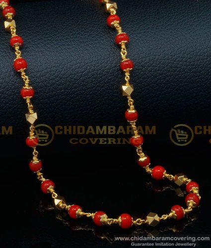 CHN243 - Beautiful Pavalam Gold Chain Models Gold Plated Coral Chain Online Shopping