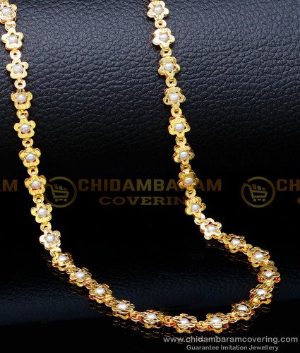 CHN274 - Traditional Light Weight Pearl Long Chain Designs for Women