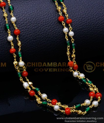 CHN310 - Traditional Double Line Navaratna Chain Designs for Ladies