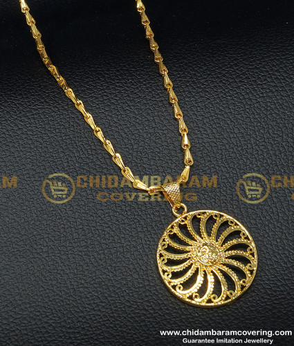 DCHN123 - Pure Gold Plated Daily Wear Guaranteed Long Chain With Plain Simple Dollar Collections Online