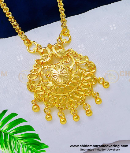 DCHN144 - New Model Gold Pattern Peacock Design Dollar Chain One Gram Gold Jewellery 