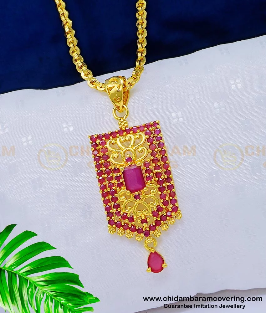 Buy New Arrival Ruby Stone Gold Design One Gram Gold Locket Chain ...