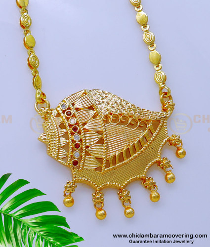 DCHN205 - Latest Gold Pattern Sangu Design Pendant Chain for Ladies 