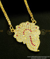 DLR082 - Impon Pendant Beautiful Party Wear Floral Design White Stone Impon Dollar Chain for Women