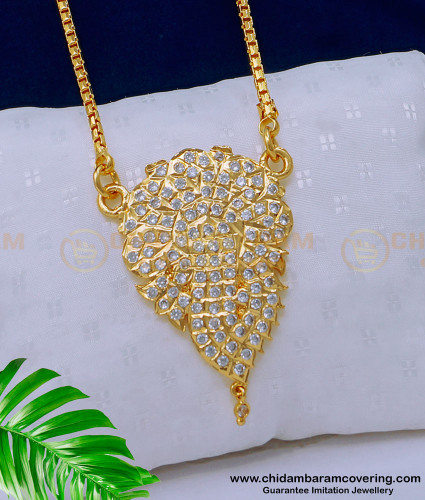DLR143 - Impon Gold Design One Gram Gold Daily Wear White Stone Dollar Chain Online