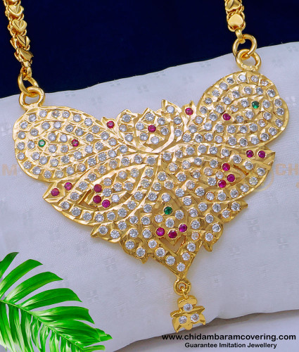 DLR157 - Traditional Impon Jewellery Real Gold Design Big Dollar with Heart Model Chain for Ladies  
