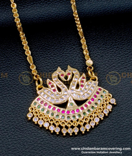 DLR185 - Impon Swan Dollar Chain Gold Design with Multi Stone  