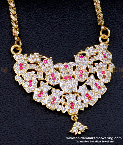 DLR201 - Gold Plated Impon Jewellery Stone Big Dollar Chain for Ladies