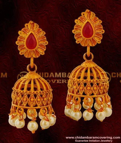 Temple design Gold and Pink Earrings | Trinklets