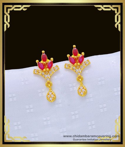 ERG1030 - One Gram Gold Daily Use Small American Diamond Earrings Design Buy Online