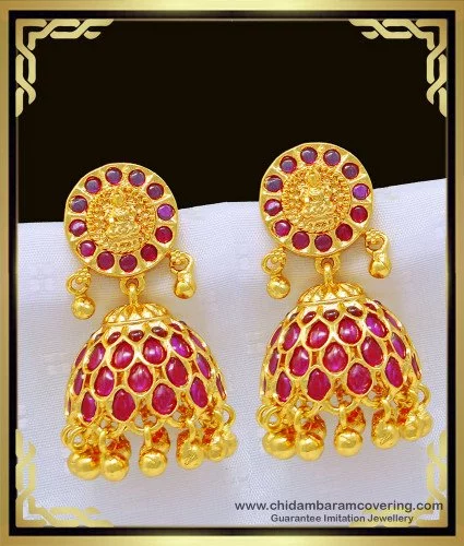 Buy First Quality Real Kemp Stone Peacock Design Antique Jhumkas Online
