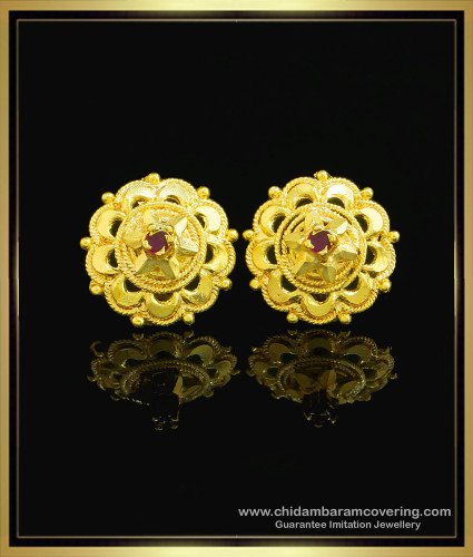 ERG1037 - Latest Flower Model Kerala Earring Daily Wear 1 Gram Gold Earrings