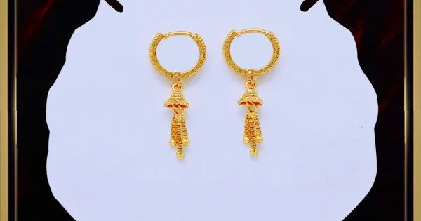 22k Yellow Gold Hoop Earring Bali Earrings ,huggies , Gold Jhumki Handmade Gold  Earrings for Women, Christmas Gift, Indian Gold Earrings - Etsy Denmark