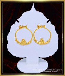 ERG1059 - Traditional Gold Design Swan Ring Type Big Size Hoop Earrings for Women