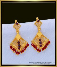 ERG1078 - Fashionable Bollywood Style Gold Plated Red Crystal Imitation Earrings Online  