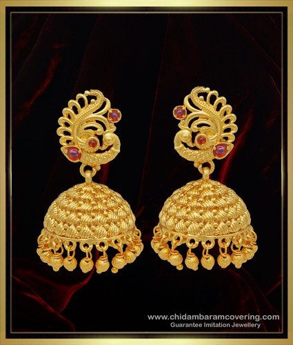 ERG1109 - Premium Quality Nagas Jewellery Peacock Earring Antique Jimiki South Indian Jhumkas for Wedding