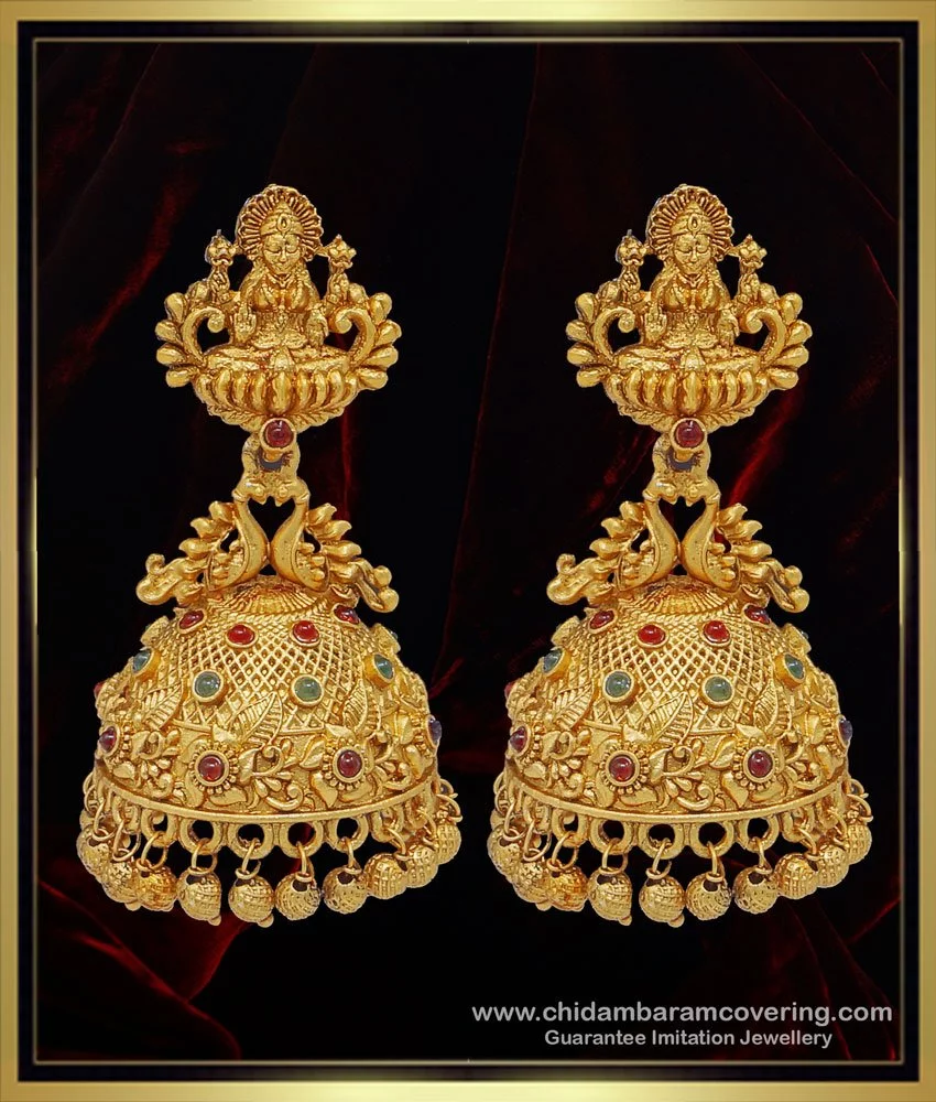 Buy First Quality Gold Lakshmi Jhumkas Design Bridal Wear Big Jhumkas  Earring Nagas Jewellery Buy Online
