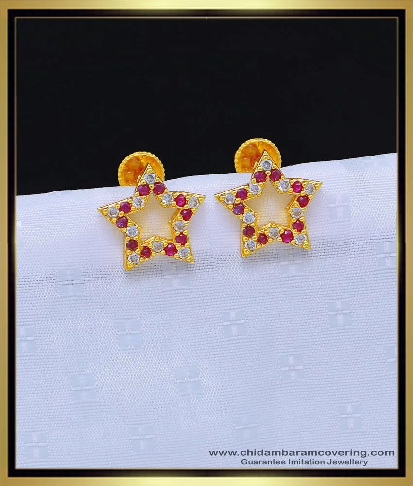 Buy Attractive Party Wear Star Design One Gram Gold Earrings for Girls
