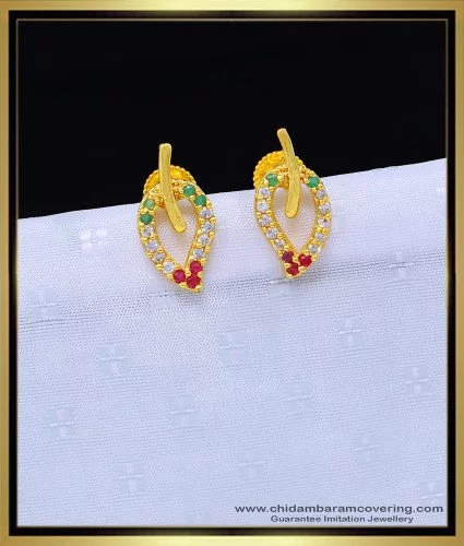 Buy Saraf RS Jewellery Rose Gold Plated White AD Studded Modern Dangler Earrings  online