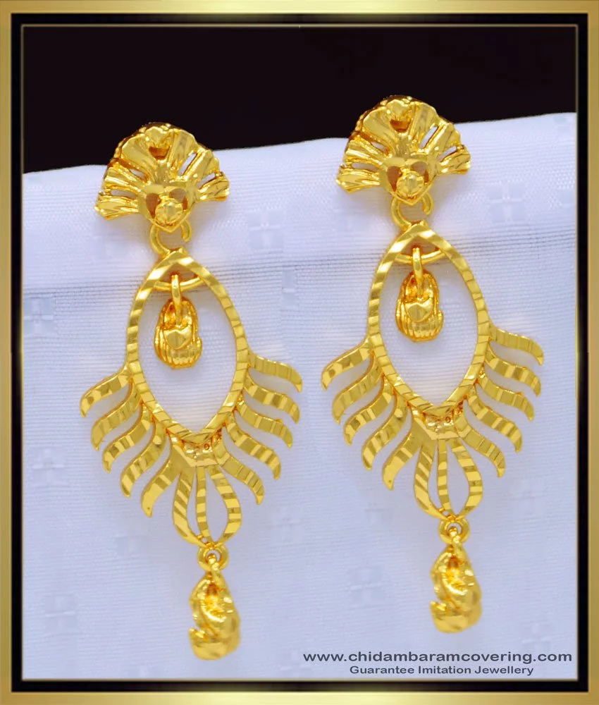 Light Weight Gold Pattern One Gram Gold Plated Jhumka Earrings Collection  ER1515