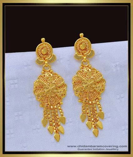 Late Victorian Diamond Dangle Earrings 14K Yellow Gold