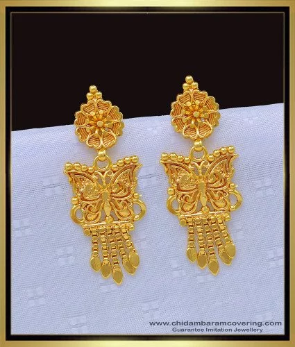 Gold Covering Earrings Artificial Jewellery Designs Latest Online ER20294 |  JewelSmart.in