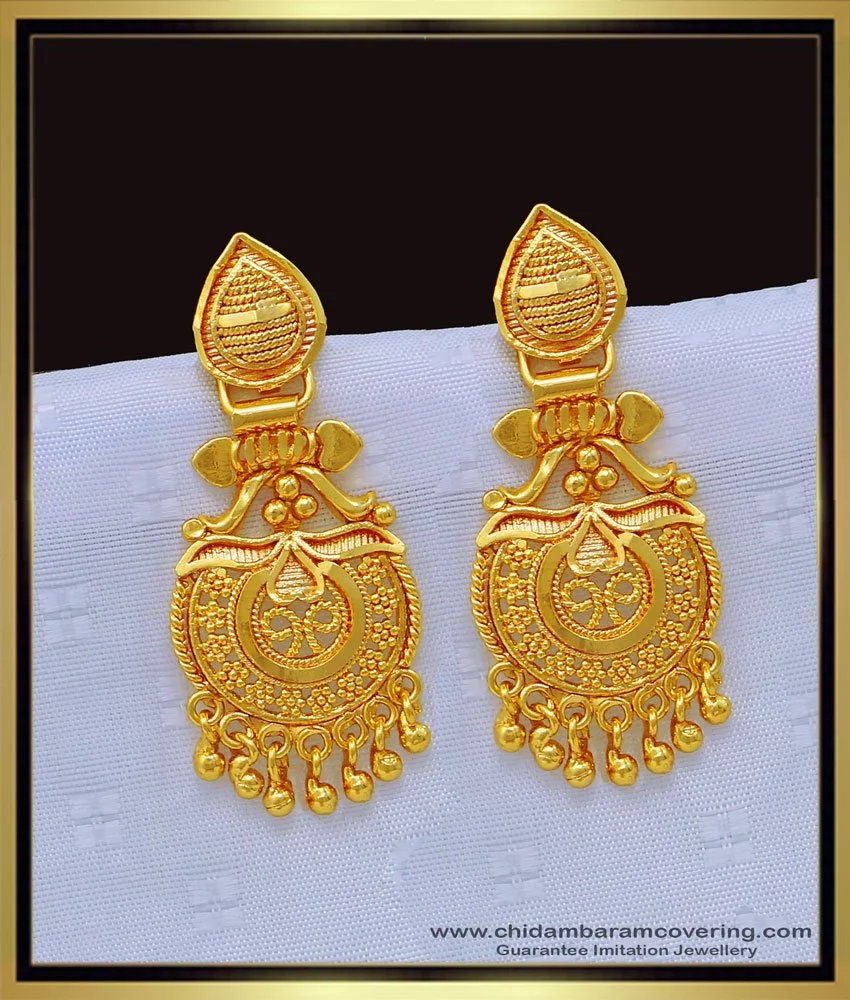 Brass Golden Artificial Gold Plated Earrings, Size: Small