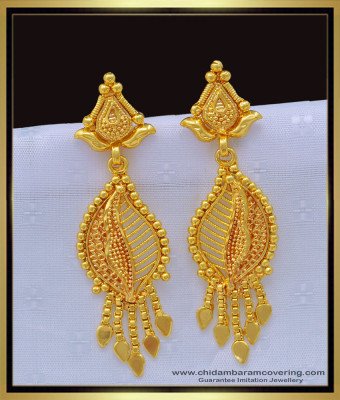 ERG1164 - Elegant Party Wear Leaf Design Earrings One Gram Gold Kammal Designs 