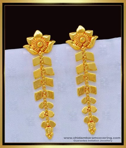 Estele 24 Kt Gold Plated Stone Drop Floral Small Dangle Earrings with fish  hook and Cubic zirconias for Women, One Size (AD-070/708 ER) : Amazon.in:  Fashion