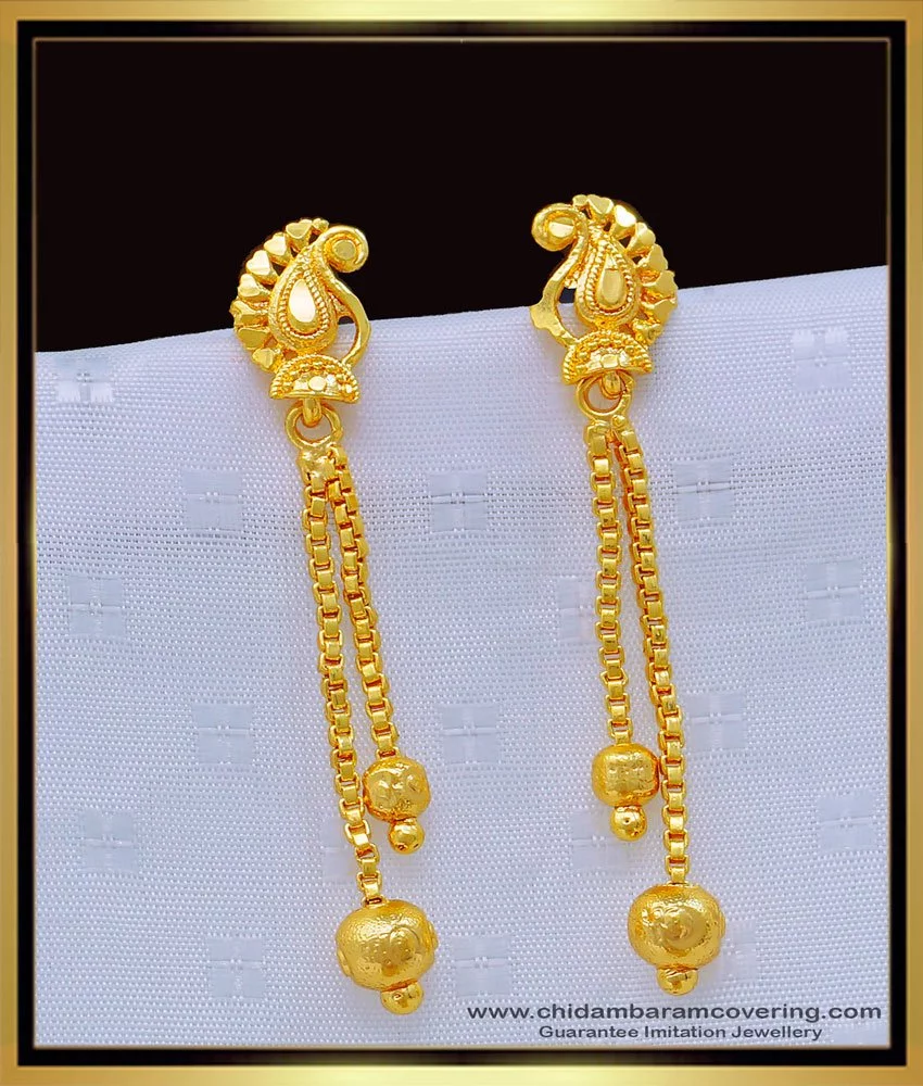 2 Gram Simple gold earrings designs for daily use with price - People choice