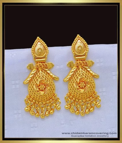 Buy Latest Fashion Gold Plated Cone Shape Long Dangle Earrings Designs for  Modern Girls