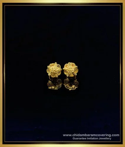 Brass Golden Gold Plated Flower Stud Earring at Rs 550/pair in Jaipur | ID:  24702477255