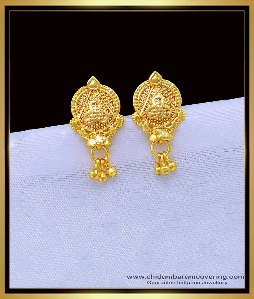 Traditional Indian Ethnic Bridal Plain Gold Plated Studs Earrings By A   𝗔𝘀𝗽 𝗙𝗮𝘀𝗵𝗶𝗼𝗻 𝗝𝗲𝘄𝗲𝗹𝗹𝗲𝗿𝘆