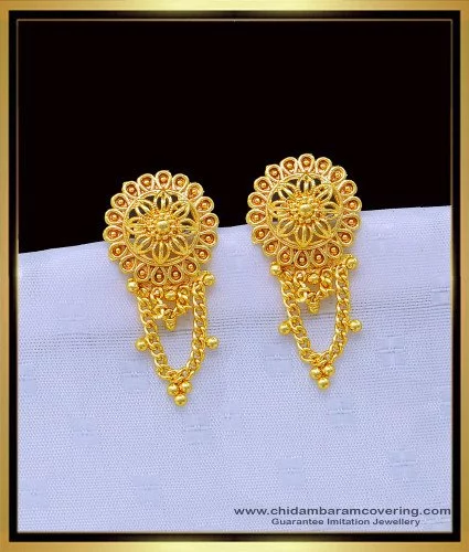gold earrings with weight light weight daily wear gold earrings 22 karat  gold jewellery design - YouTube