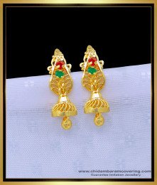 ERG1200 - Unique Gold Plated Ruby Emerald Stone Small Jhumkas Earring Online