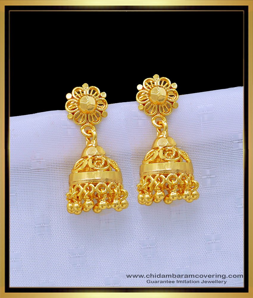 Buy South Indian Jhumkas Earrings One Gram Gold Plated Daily Wear ...