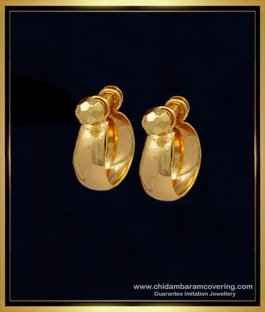 Buy Elegant Small Size Plain Gold Bali Earrings Design Online at ...