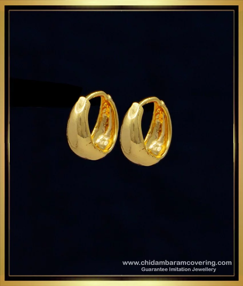 Small Gold Plated Hoop Earring Double Line White Stone Collections ER3677