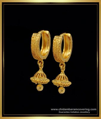 ERG1224 - Real Gold Design Daily Wear Gold Plated Hoop Jhumka Earrings Online