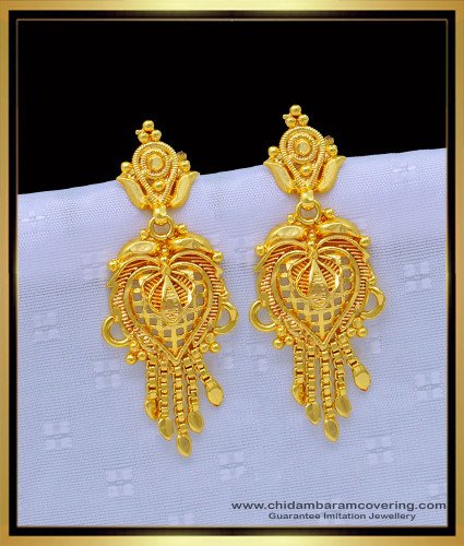 ERG1227 - New Design Long Dangler Gold Covering Earrings for Daily Use