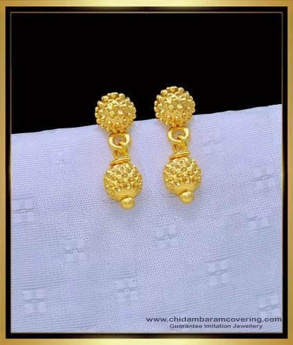 Buy Cute Gold Design One Gram Gold Chidambaram Covering Small Earring for  Baby Girl